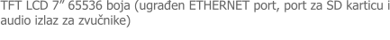 TFT LCD 7� 65536 boja (ugrađen ETHERNET port, port za SD karticu i audio izlaz za zvučnike)