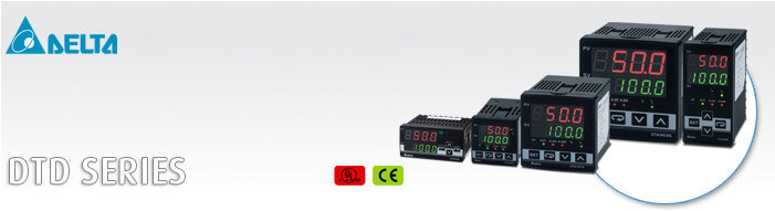 Temperaturni kontroleri su merni uređaji koji se koriste za kontrolu temperature. Temperaturni kontroleri koriste 2 tipa senzora: termo par i resistor (senzor menja otpornost) i na taj način pretvaraju temperaturu u digitalnu vrednost. Kontroler �alje digitalni izlaz u cilju kontrole temperature u određenom opsegu. Delta DT seriija temperaturnih kontrolera ima brz odziv izlaza, tačan auto-tuning PID parametara, podr�ava Modbus komunikacioni protokol i mo�e biti napravljen sa različitim tipovima izlaza �to omogućava brzo dostizanje stabilne kontrole kod različitih sistema. Sve serije podr�avaju međunarodne dimenzije i CE, kao i UL intrernacionalni sertifikat bezbednosti.